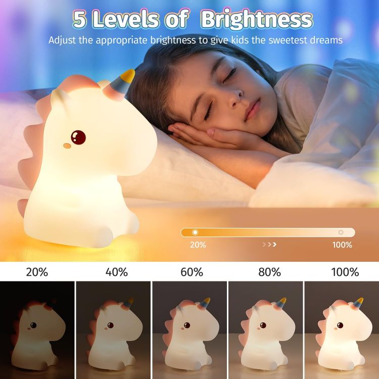 Picture of Unicorn Night Light for Kids – 16 Colors with Remote Control, Battery-Powered Baby Lamp, Cute Kawaii Room Decor & Gifts for Girls