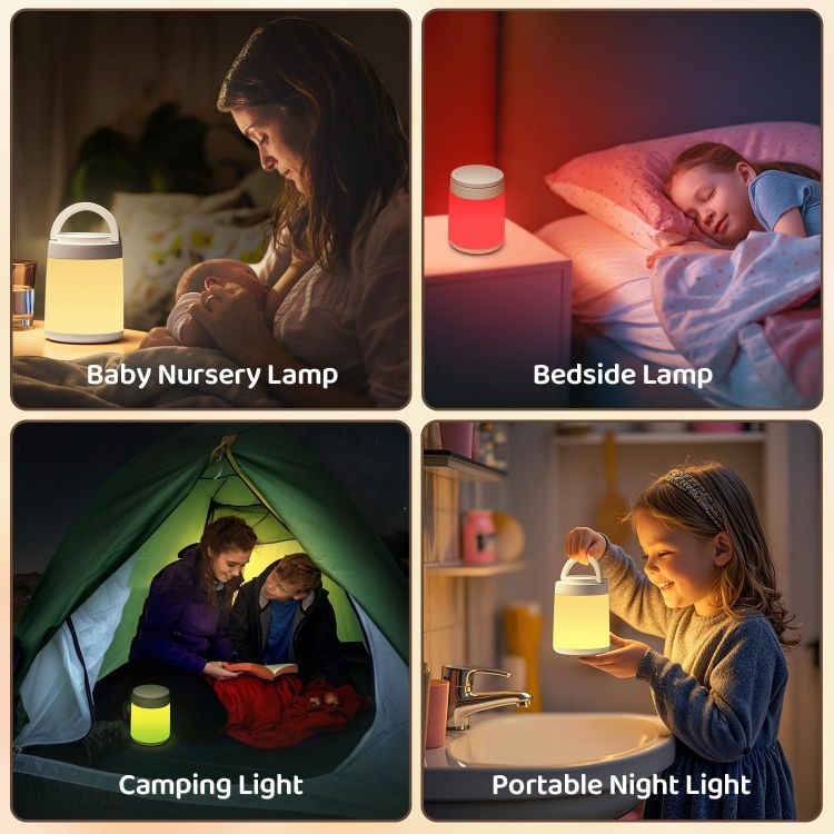 Picture of One Fire Rechargeable Kids Night Light – 10-Color Dimmable Touch Lamp with Timer & Remote, Portable Cordless LED Baby Lamp for Bedroom