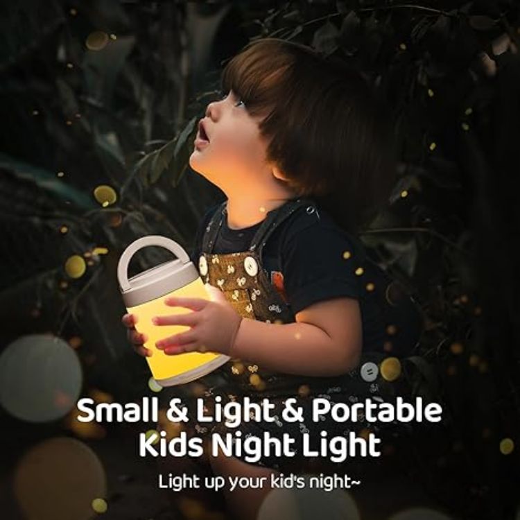 Picture of One Fire Rechargeable Kids Night Light – 10-Color Dimmable Touch Lamp with Timer & Remote, Portable Cordless LED Baby Lamp for Bedroom