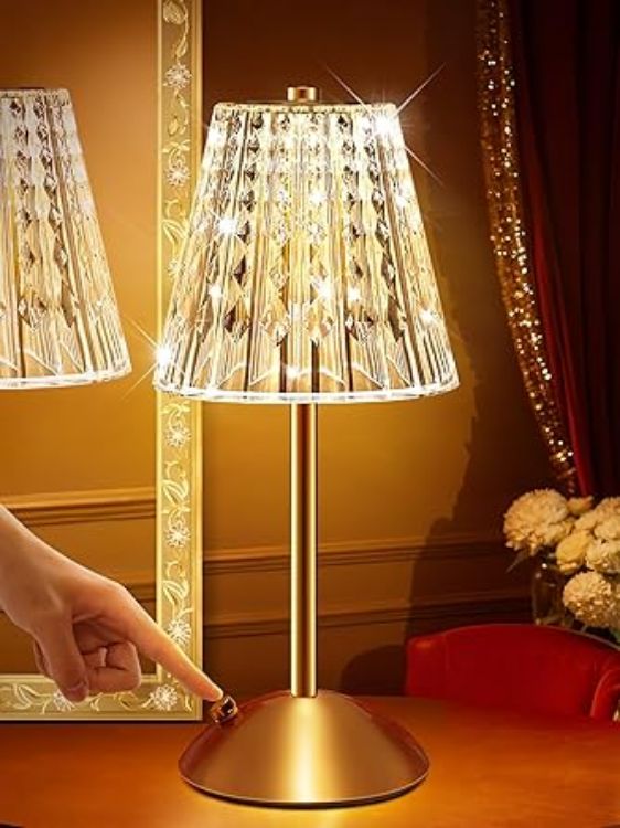 Picture of One Fire Rechargeable Table Lamp – 10-Way Dimmable Touch Bedside Lamp with 3 Color Modes, Cordless Battery-Operated Lamp for Bedroom & Living Room