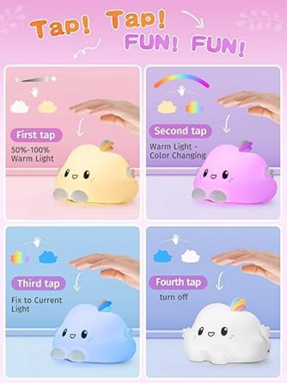 Picture of One Fire Cute Night Light for Kids, Cloud Shape Baby Night Light with 16 Colors & Remote