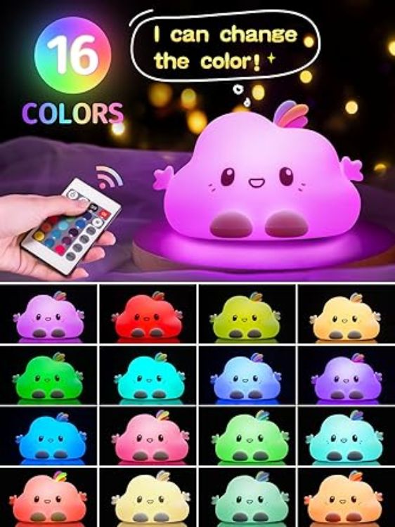 Picture of One Fire Cute Night Light for Kids, Cloud Shape Baby Night Light with 16 Colors & Remote