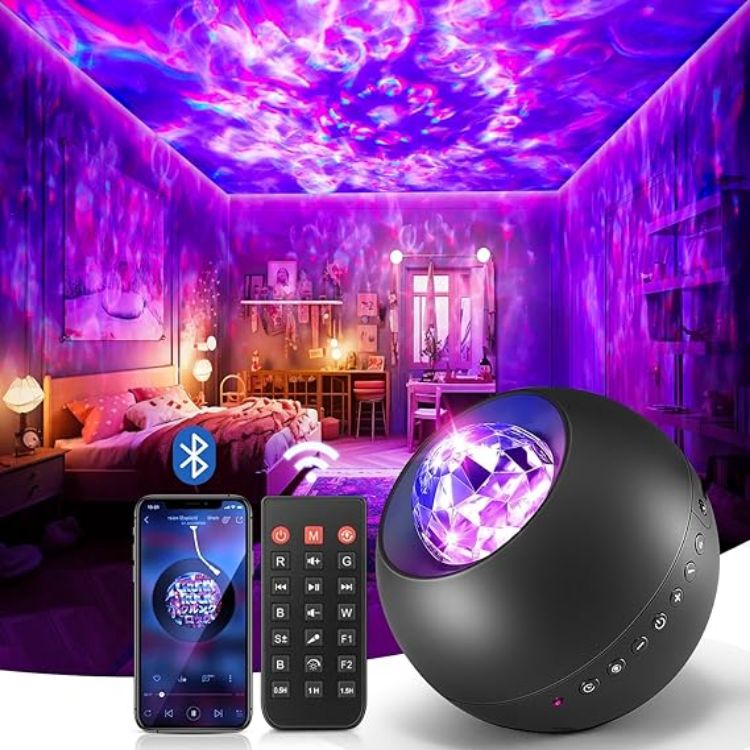 Picture of Galaxy Projector with 20 Lighting Modes & 15 White Noise Sounds, Bluetooth Speaker, Remote & Timer, Sensory Lights for Bedroom, Room Decor, and Relaxation