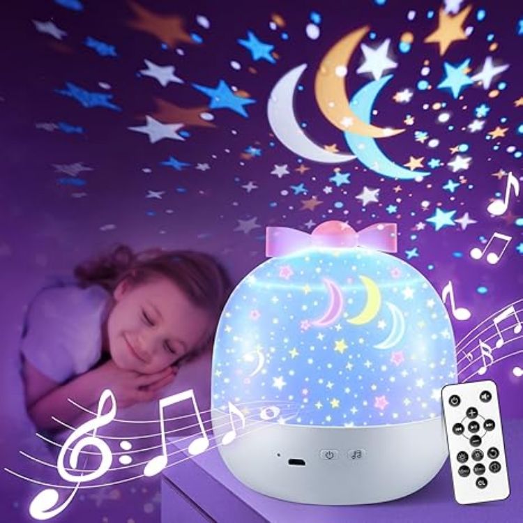 Picture of Night Light Kids Projector – 15 Films, 10 White Noise Sounds, Remote Control, 144 Lighting Modes, USB Rechargeable