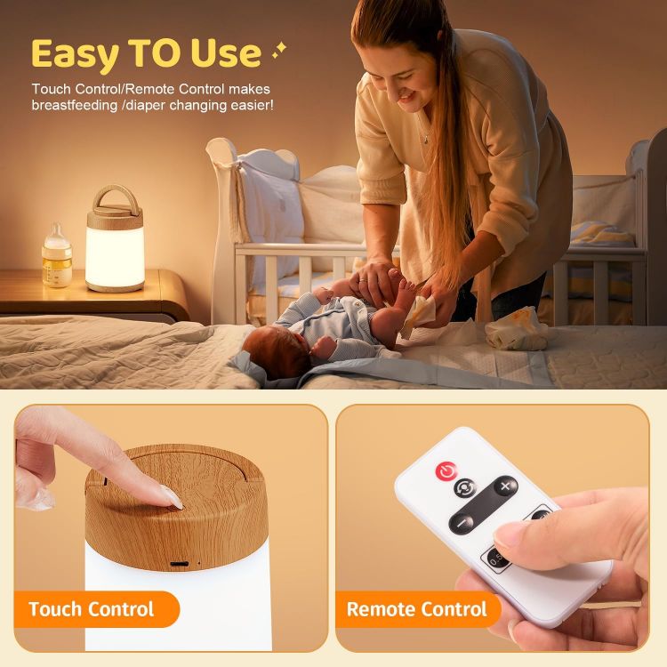 Picture of Baby Night Light with Touch & Remote Control – Dimmable, Rechargeable, 10 Colors, 3 Timer Settings