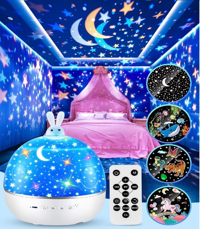 Picture of Rechargeable Night Light Projector for Kids – 15 Films & Bluetooth Music, Remote-Control Baby Light Projector, Sensory Light for Autism & Newborn Sleep