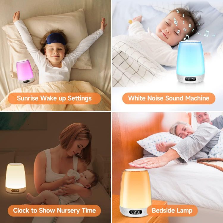 Picture of Rechargeable Toddler Night Light – 48 Colors, 14 White Noises, Dimmable Bedside Lamp with APP Control & Touch, 3000mAh Battery for Kids’ Bedroom