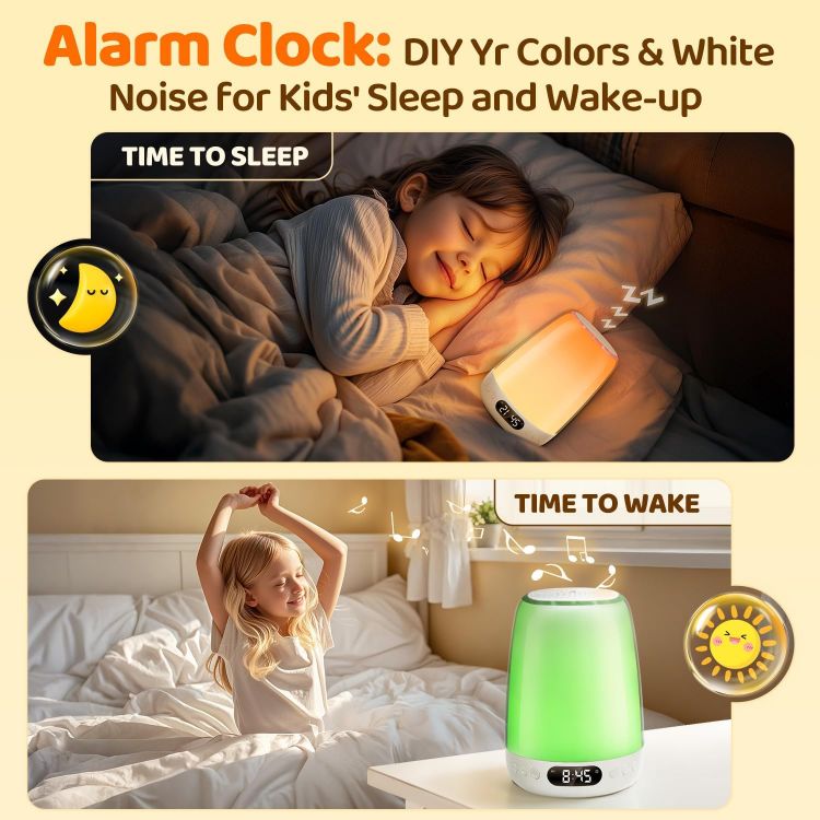 Picture of Rechargeable Toddler Night Light – 48 Colors, 14 White Noises, Dimmable Bedside Lamp with APP Control & Touch, 3000mAh Battery for Kids’ Bedroom