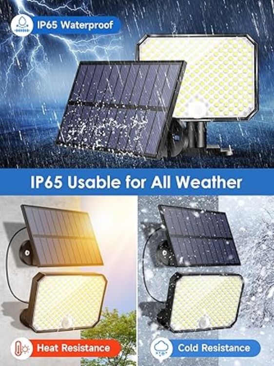 Picture of One Fire 190 LED Solar Security Lights – Outdoor Garden Lights with 3 Modes, Remote Control, Motion Sensor, IP65 Waterproof Solar Powered Lighting