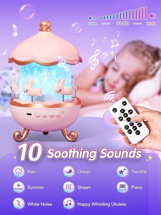 Picture of Night Light for Kids – 15 Films + 10 White Noises Baby Projector Light, Remote-Controlled Kids Night Light, Perfect Baby Girl Gift