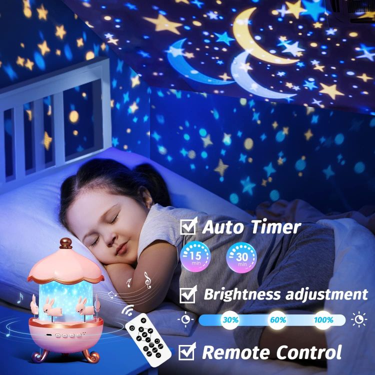 Picture of Night Light for Kids – 15 Films + 10 White Noises Baby Projector Light, Remote-Controlled Kids Night Light, Perfect Baby Girl Gift