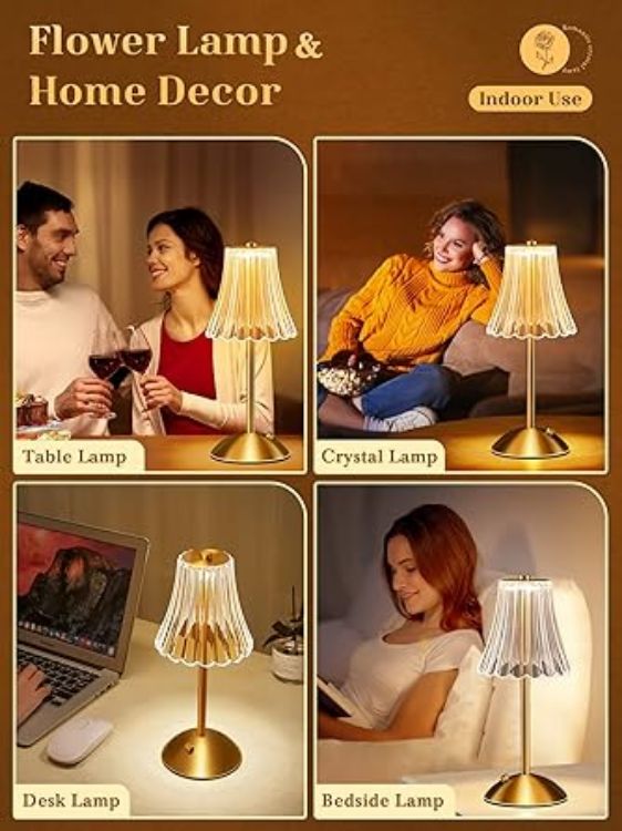 Picture of Rechargeable Table Lamp – Dimmable Touch Bedside Lamp with 3 Colors, Battery Operated Cordless LED Lamp for Bedroom, Living Room, or Small Spaces