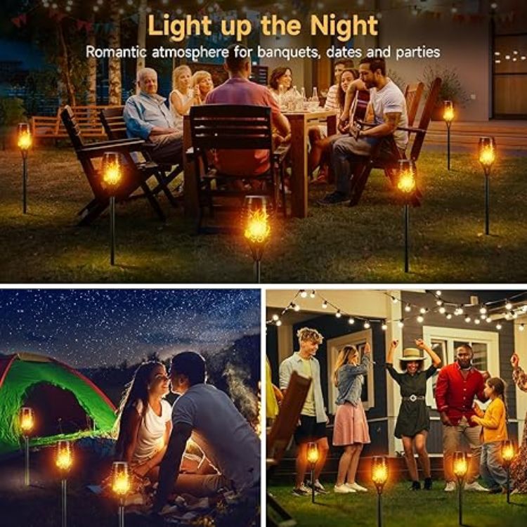 Picture of 4-Pack Solar Flame Lights Outdoor, Realistic Flickering Flames, Waterproof IP65, Auto On/Off, Easy Installation, Eco-Friendly Garden Lighting