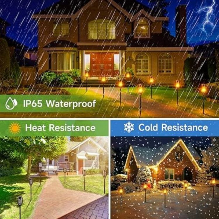 Picture of 4-Pack Solar Flame Lights Outdoor, Realistic Flickering Flames, Waterproof IP65, Auto On/Off, Easy Installation, Eco-Friendly Garden Lighting