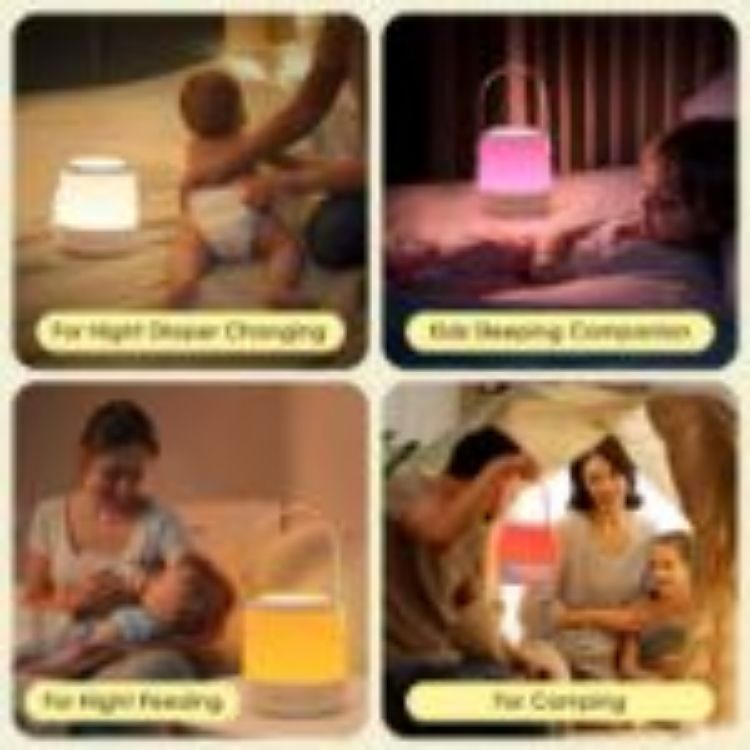 Picture of Portable Kids Night Light with 12 White Noises & 35 RGB Modes, Dimmable USB Rechargeable Baby Night Lamp with Timer & Handle for Newborns, Kids, and Adults