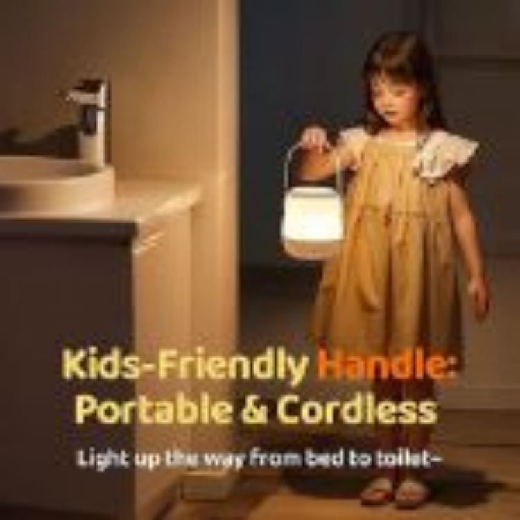 Picture of Portable Kids Night Light with 12 White Noises & 35 RGB Modes, Dimmable USB Rechargeable Baby Night Lamp with Timer & Handle for Newborns, Kids, and Adults