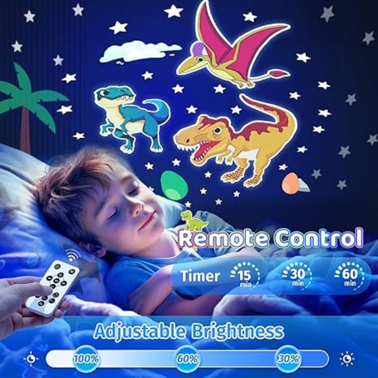 Picture of One Fire Kids Night Light Projector – Bluetooth Music Baby Night Light with 15 Films, Rechargeable Sensory Lights for Autism, Remote-Control Baby Light Projector