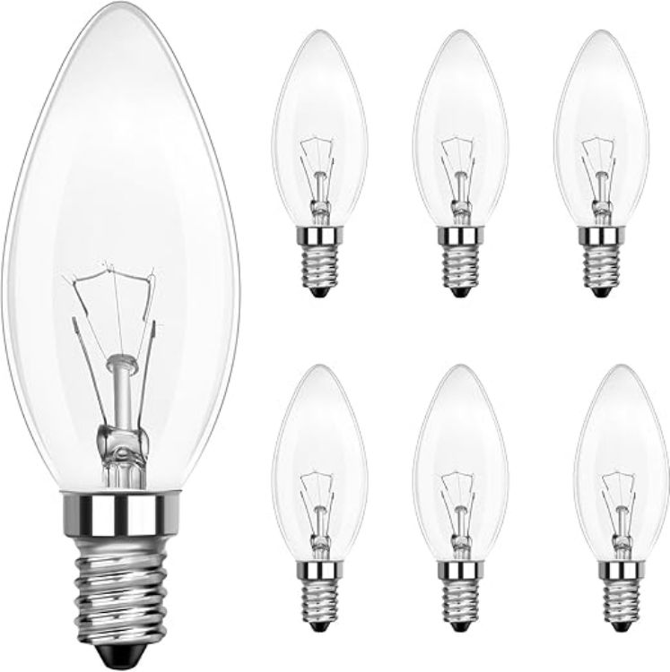 Picture of 6-Pack E14 Small Screw Candle Bulbs, 40W Dimmable, Clear, 2700K Warm White, Energy  230V