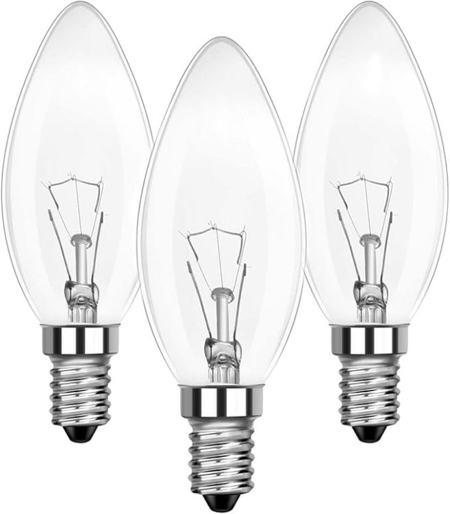 Picture of 3-Pack E14 Small Screw Light Bulb, C35 SES Dimmable Candle Bulbs 40W, Clear, 2700K Warm White, 230V