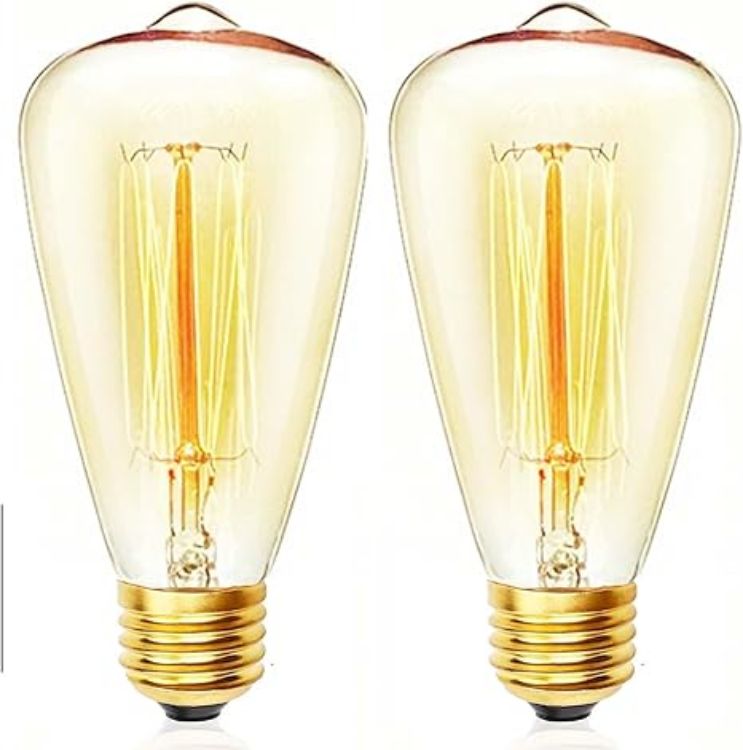 Picture of E27 Vintage Edison Light Bulb ST48, 40W Dimmable Filament Bulb, 2700K Warm White Amber Glass Retro Screw Lamp for Decorative Lighting