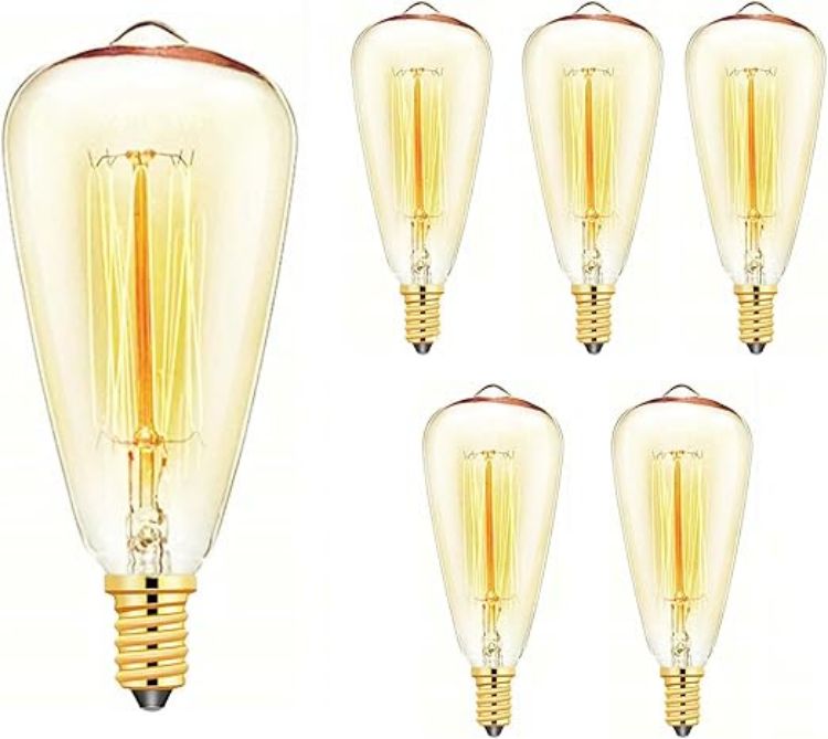 Picture of E14 40W Vintage Edison Light Bulb, Dimmable Retro Filament Bulb, ST48 Decorative Candle Light, Warm White 2700K, 6-Pack