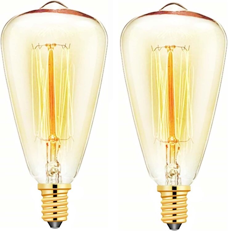 Picture of E14 40W Vintage Edison Light Bulbs, Dimmable Retro Filament Bulbs, ST48 Decorative Candle Bulbs, Warm White 2700K, Pack of 2