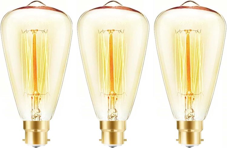 Picture of 3-Pack 40W Dimmable Edison Bulbs, Amber Warm White 2700K, Energy-Saving Filament, Industrial Style Antique Design, Decorative Lighting.