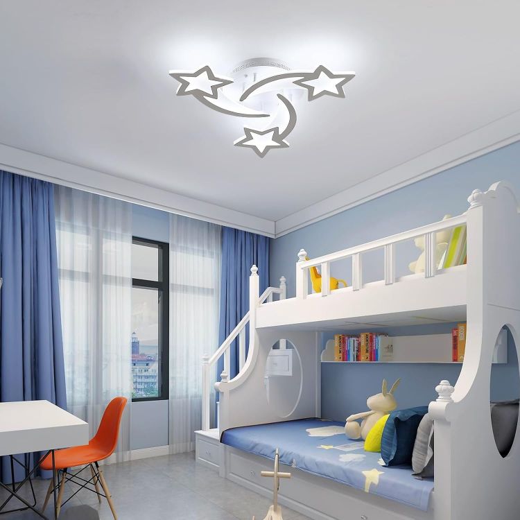 Picture of 40W LED Star Ceiling Light – 3-Star Kids Bedroom Light, 6500K Cool White, 3600LM, Modern Acrylic Flush Mount Chandelier for Children's Room & Living Room