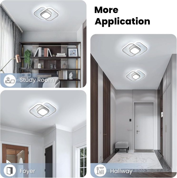 Picture of 32W LED Ceiling Light – Modern Square Flush Mount, 6500K Cool White, Acrylic & Aluminum Ceiling Lamp for Hallway, Kitchen, Living Room & Bedroom