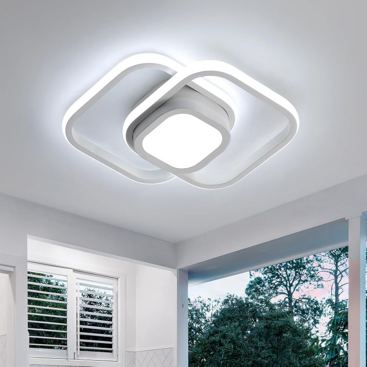 Picture of 32W LED Ceiling Light – Modern Square Flush Mount, 6500K Cool White, Acrylic & Aluminum Ceiling Lamp for Hallway, Kitchen, Living Room & Bedroom