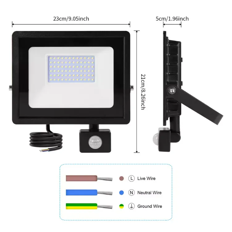 Picture of LED Floodlight with Motion Sensor  20W PIR Outdoor Security Light  Waterproof & Energy Efficient