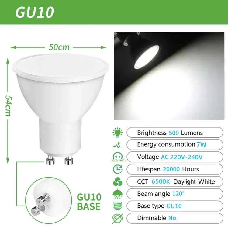 Picture of 10x LED GU10 Light Bulbs 7W Energy-Saving Spotlights | Warm, Cool & Daylight White 120° Beam Angle