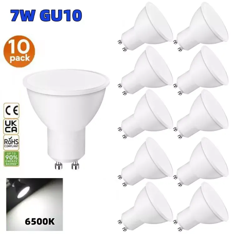 Picture of 10x LED GU10 Light Bulbs 7W Energy-Saving Spotlights | Warm, Cool & Daylight White 120° Beam Angle