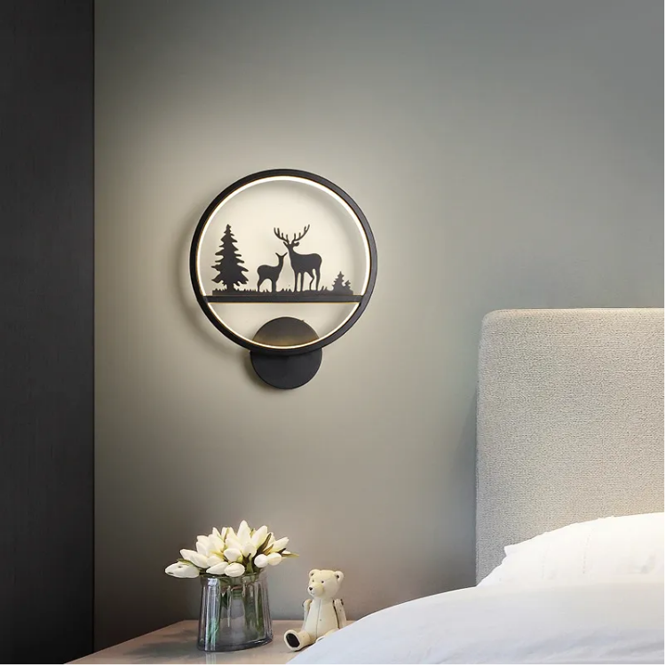 Picture of Modern LED Round Wall Lamp – 12W Light with Deer Silhouette for Bedroom, Living Room, Hallway & More