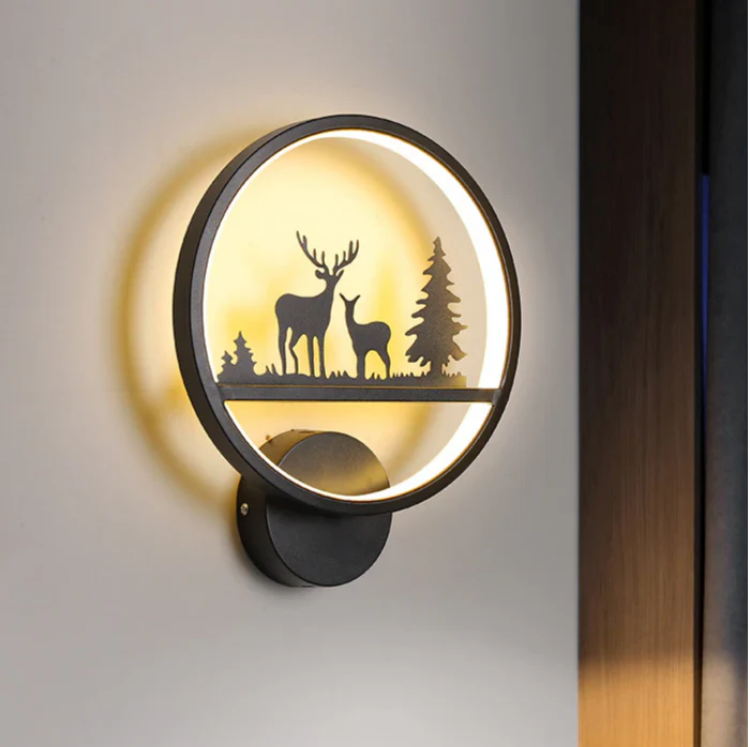 Picture of Modern LED Round Wall Lamp – 12W Light with Deer Silhouette for Bedroom, Living Room, Hallway & More