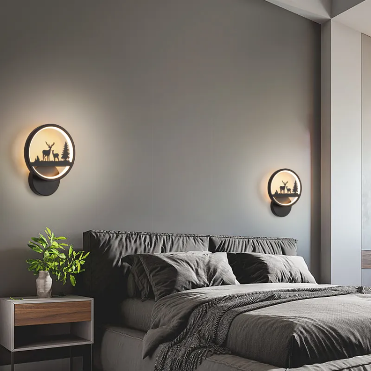 Picture of Modern LED Round Wall Lamp – 12W Light with Deer Silhouette for Bedroom, Living Room, Hallway & More