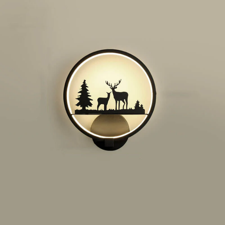 Picture of Modern LED Round Wall Lamp – 12W Light with Deer Silhouette for Bedroom, Living Room, Hallway & More