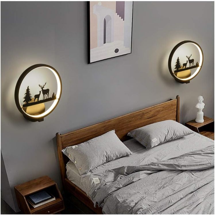 Picture of Modern LED Round Wall Lamp – 12W Light with Deer Silhouette for Bedroom, Living Room, Hallway & More