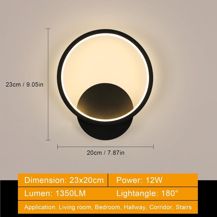 Picture of Modern Minimalist LED Wall Lamp – Round 12W Light Fixture with 3 Color Modes for Living Room