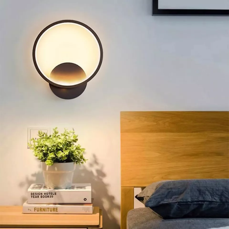 Picture of Modern Minimalist LED Wall Lamp – Round 12W Light Fixture with 3 Color Modes for Living Room