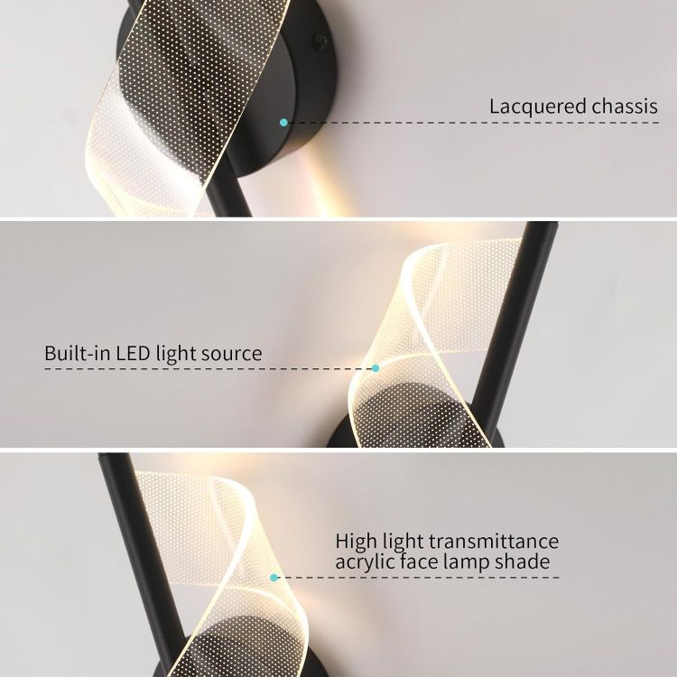 Picture of Modern LED Wall Light, Spiral Design Wall Sconce, Dimmable Wall Lamp for Bedroom, Bathroom, Corridor & Living Room