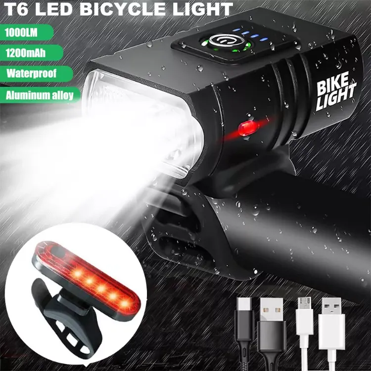 Picture of USB Rechargeable Mountain Bike Light Set – LED Front & Rear Bicycle Torch