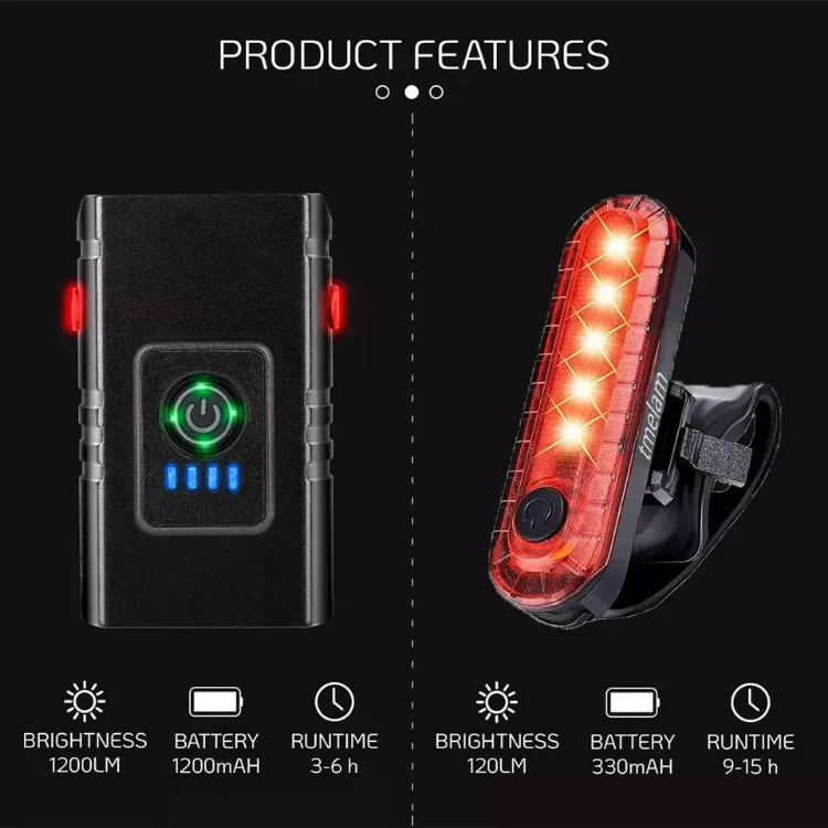 Picture of USB Rechargeable Mountain Bike Light Set – LED Front & Rear Bicycle Torch