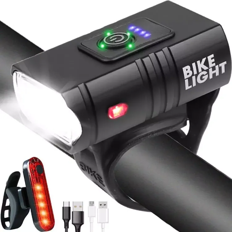 Picture of USB Rechargeable Mountain Bike Light Set – LED Front & Rear Bicycle Torch