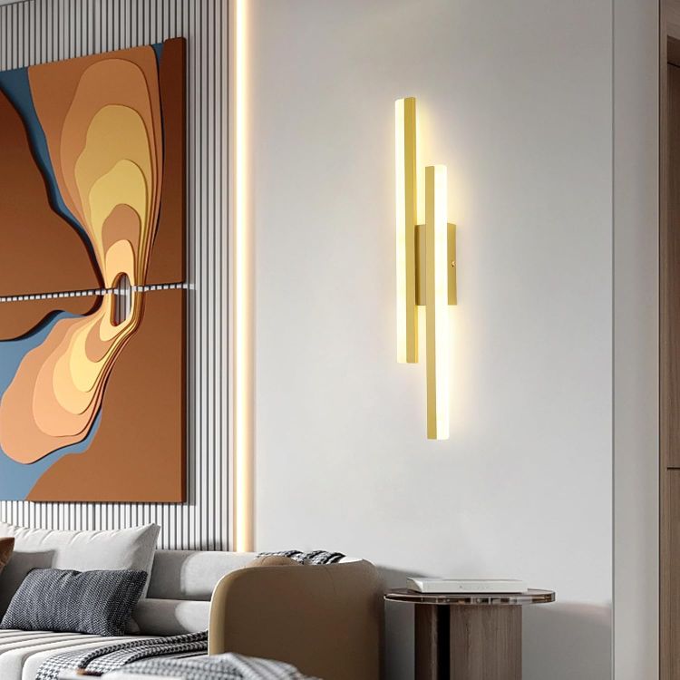 Picture of Dimmable LED Wall Sconce, 16W Gold Modern Wall Light for Bedroom, Living Room, Hallway, Bathroom