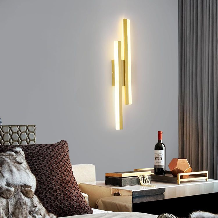 Picture of Dimmable LED Wall Sconce, 16W Gold Modern Wall Light for Bedroom, Living Room, Hallway, Bathroom