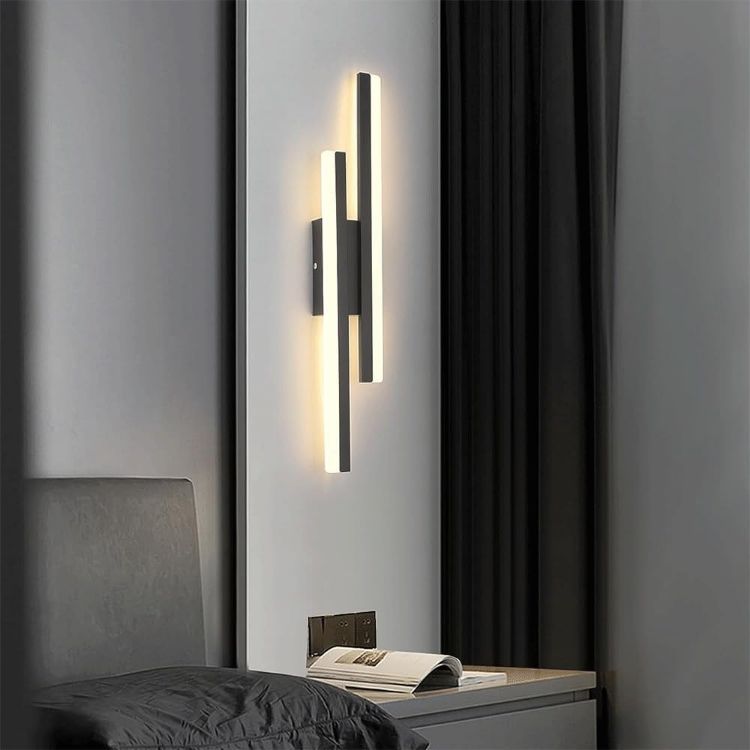 Picture of Black LED Wall Lights Indoor, 16W Modern Acrylic Wall Lamp with 3 Lighting Colours for Living Room