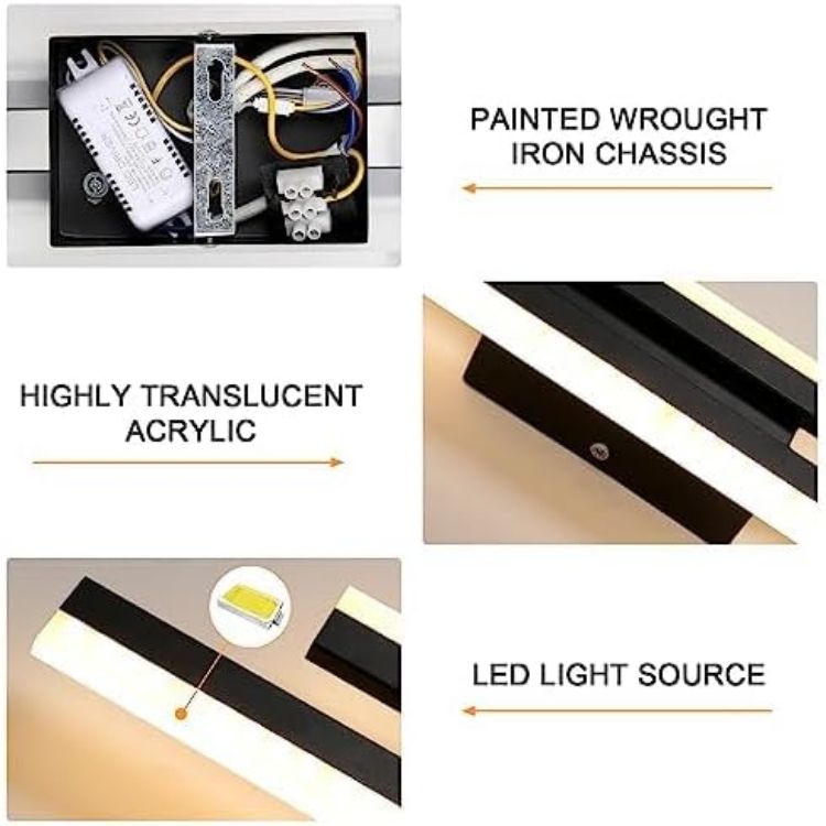 Picture of Black LED Wall Lights Indoor, 16W Modern Acrylic Wall Lamp with 3 Lighting Colours for Living Room