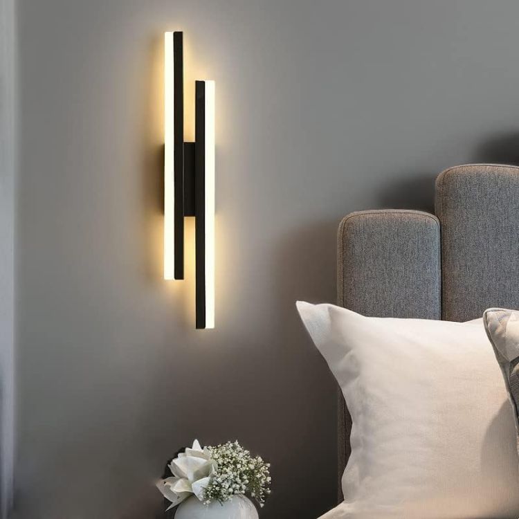 Picture of Black LED Wall Lights Indoor, 16W Modern Acrylic Wall Lamp with 3 Lighting Colours for Living Room