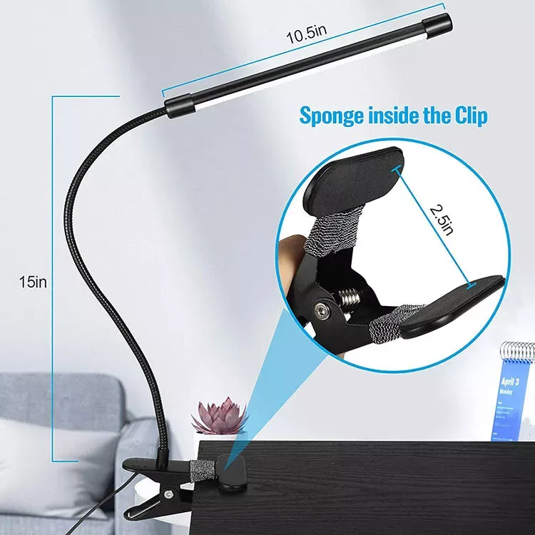 Picture of USB Clip-On Desk Lamp – Flexible LED Reading Light with Clamp for Bedside, Table & Nightstand